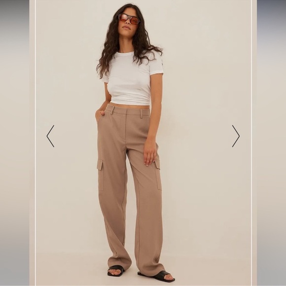 NA-KD Pants - NA-KD Mid waist cargo pants